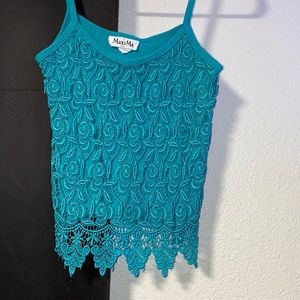 Blue lace crop tank